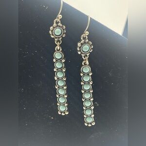 Chic Silver and Turquoise Drop Earrings
